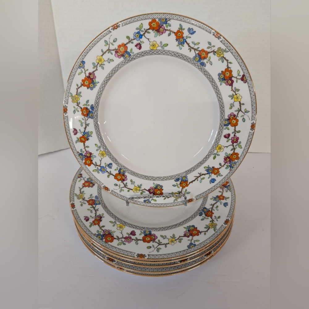 Vintage Spode Spring Patterned Dinner Plates Set Of 6 - Picture 1 of 4